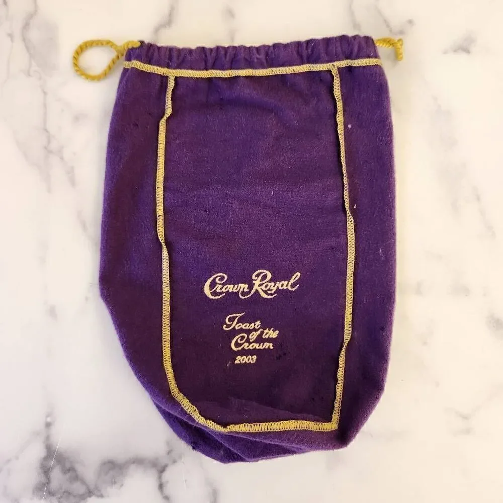 Vintage purple plum crown Royal liquor bag golden rope drawstring